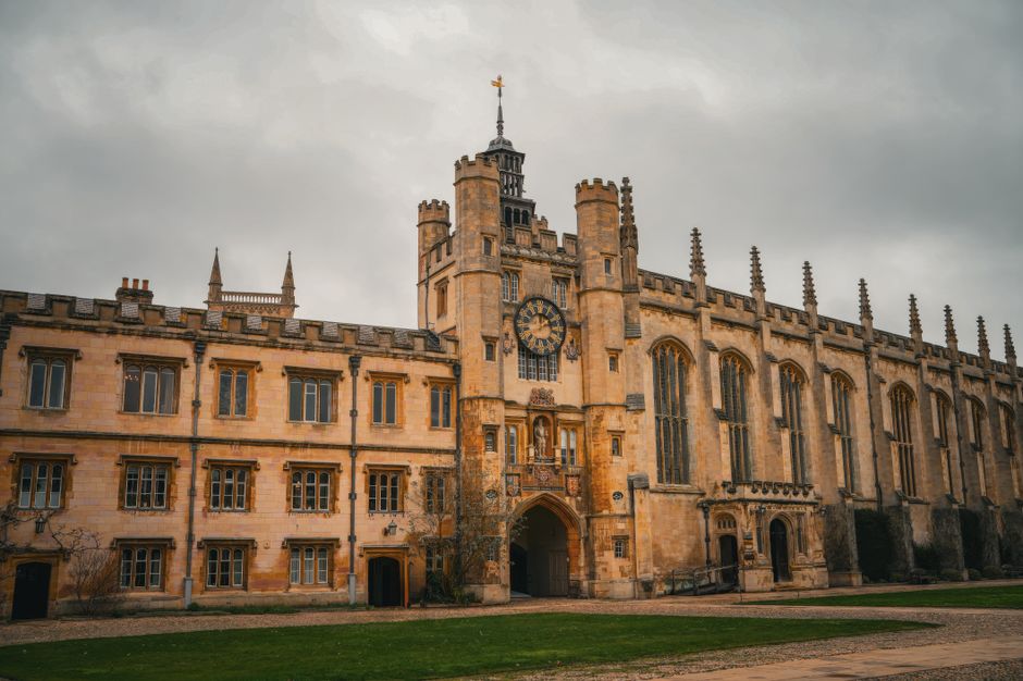 A classic view of a historic Oxford University building with gothic architecture.